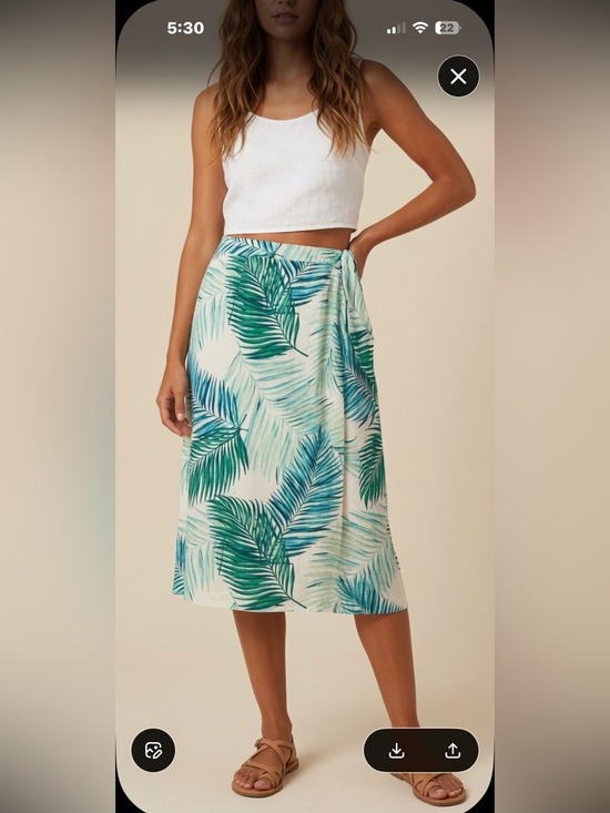 Tahari Dresses & Skirts - Tahari Teal & White Linen Wrap Skirt Tie Side Sz M
